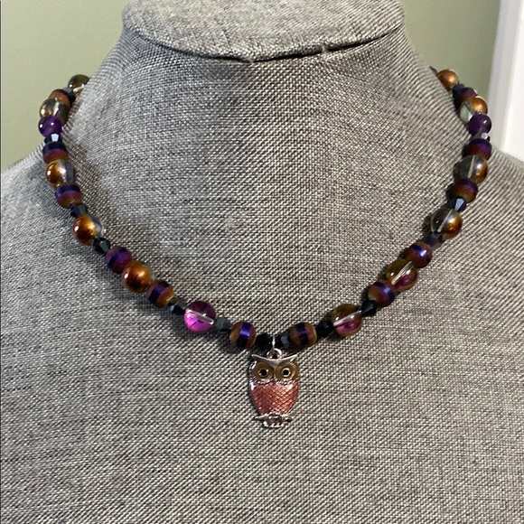 Artisan Jewelry - Charming Owl Beaded Necklace